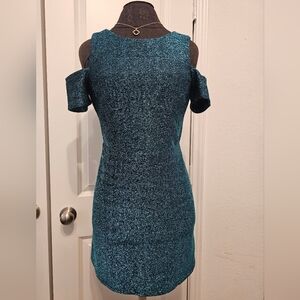 Elegant Teal Off-Shoulder Dress